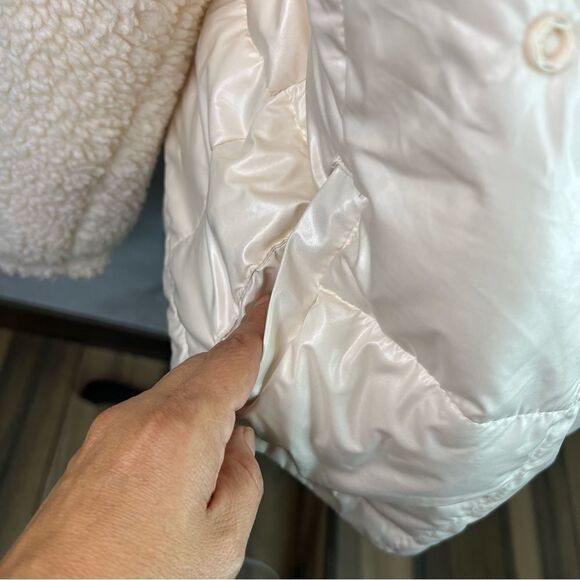 Fabletics Nelly Mixed Media Half Zip Ivory Pocket Pull Over Sherpa Jacket Sz  M - Picture 9 of 11